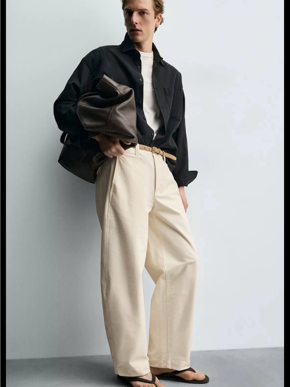 Zara Men’s Straight-Leg Chinos in Cream
